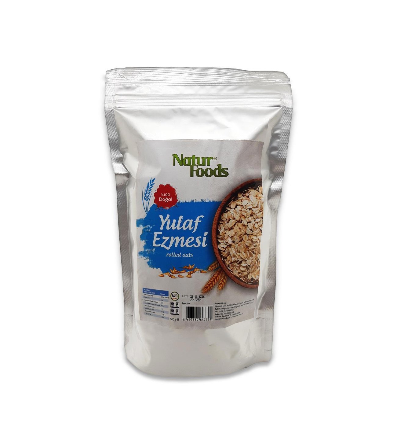 Natur Foods Yulaf Ezmesi Doğal Katkısız 500 gr.