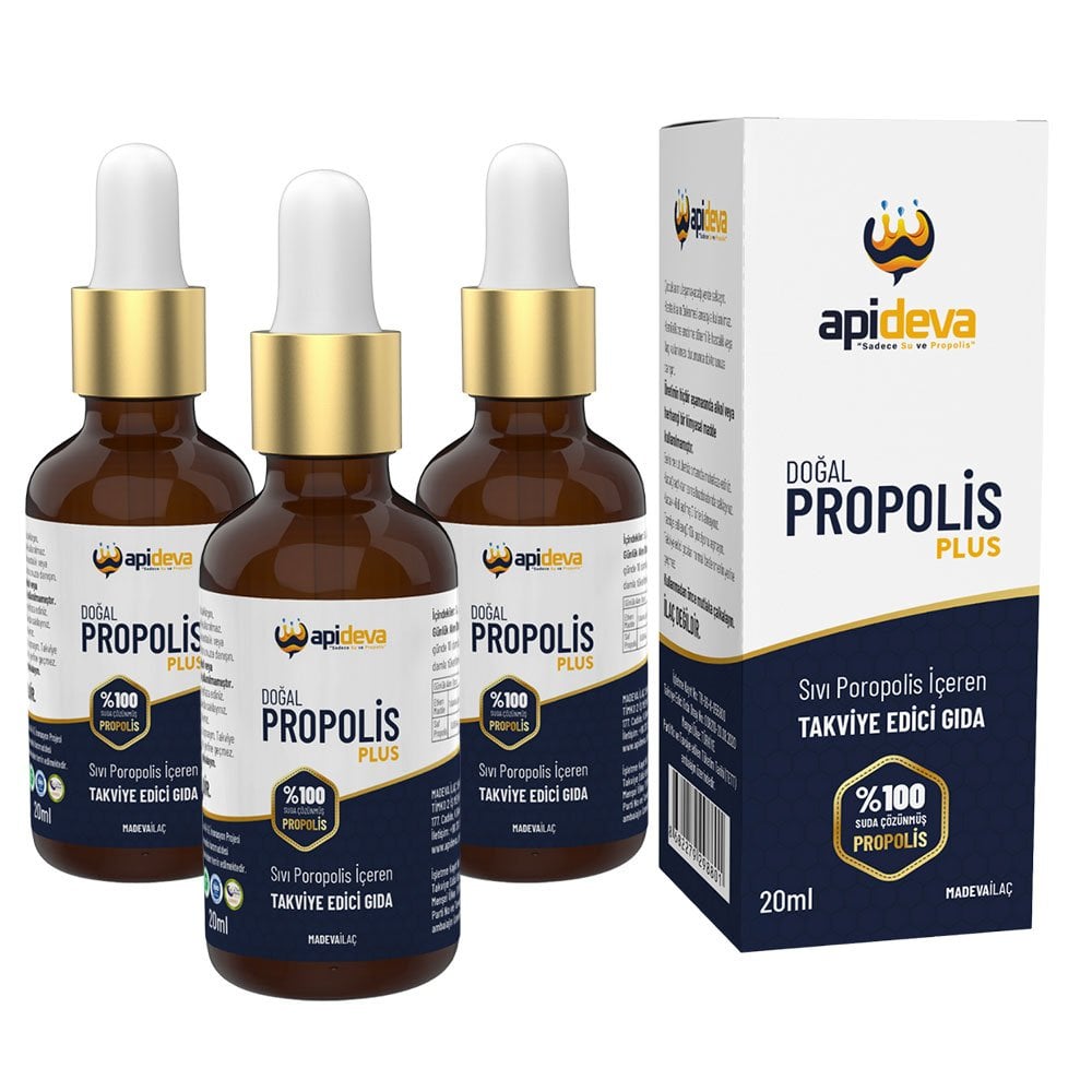3 ADET Apideva Sıvı Propolis %20 20 ml. (Toplam 3x20 ml)