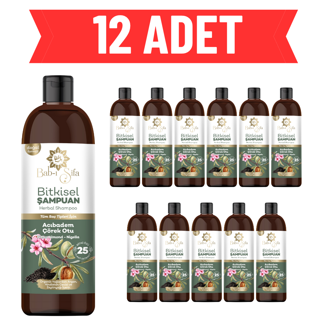 12 ADET Babı Şifa Acıbadem Çörek Otu Bitkisel Şampuan 12*400 ml.
