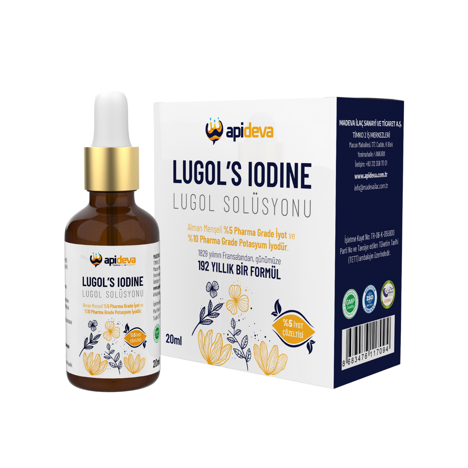 Apideva Lugol Solüsyonu %5 (İyot) 20 ml.