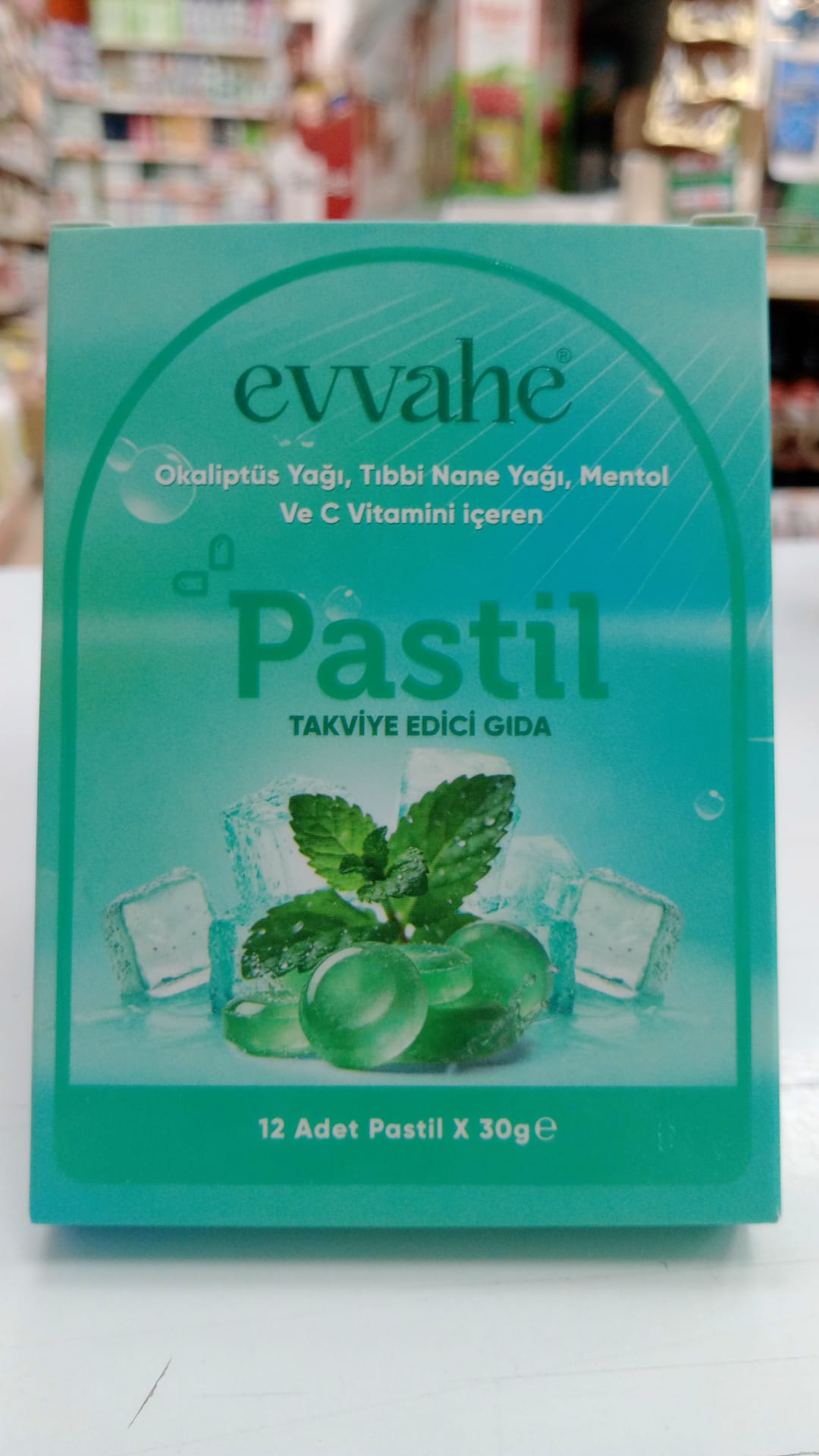 Evvahe Doğal Okaliptüs Yağı, Tıbbi Nane Yağı, Mentol Ve C Vitamini içeren Pastil ( 12 Adet)