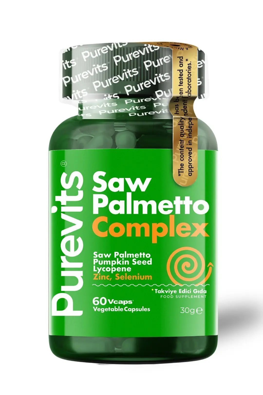 Purevist Saw Palmetto Complex-cüce Palmiye-çinko-kabak Çekirdeği Ekstraktı-likopen-selenyum 60 Adet Veg Cap