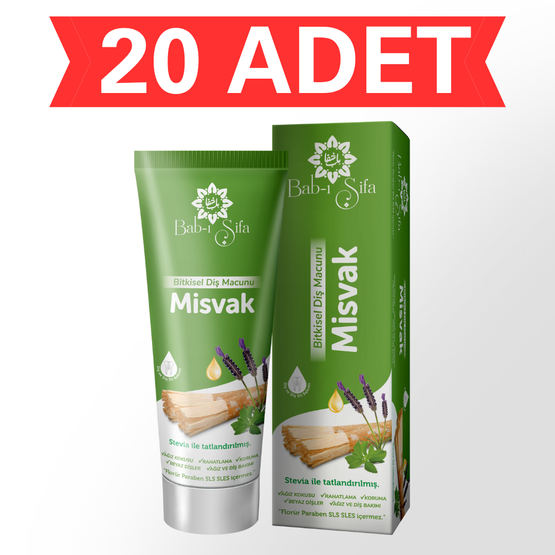 20 ADET Babı Şifa Bitkisel Diş Macunu Misvak 20*140 gr.